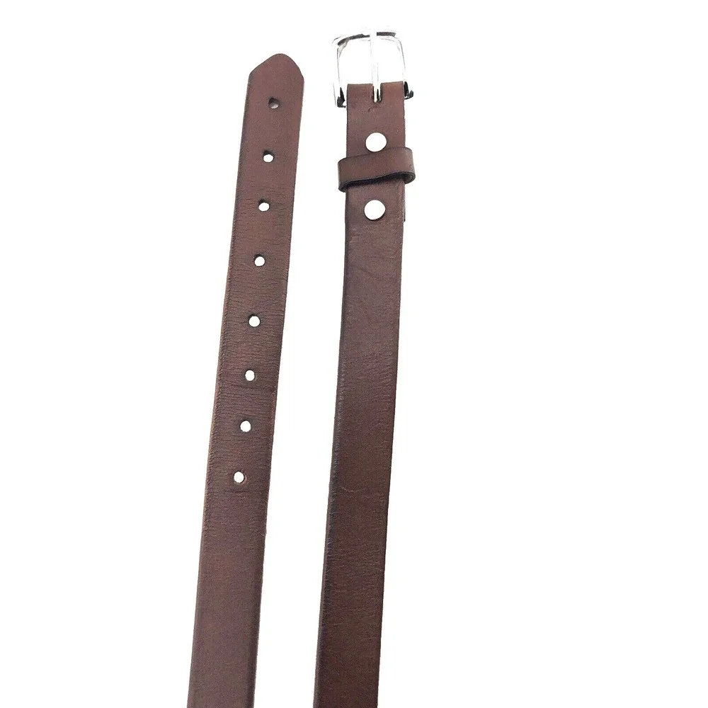 Cindilo Belt Men's 40 Brown‎ Leather Silver Tone Polished buckle